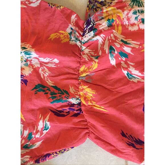 Francescas One Shoulder Floral Print Coral Dress Size Medium - Picture 7 of 7